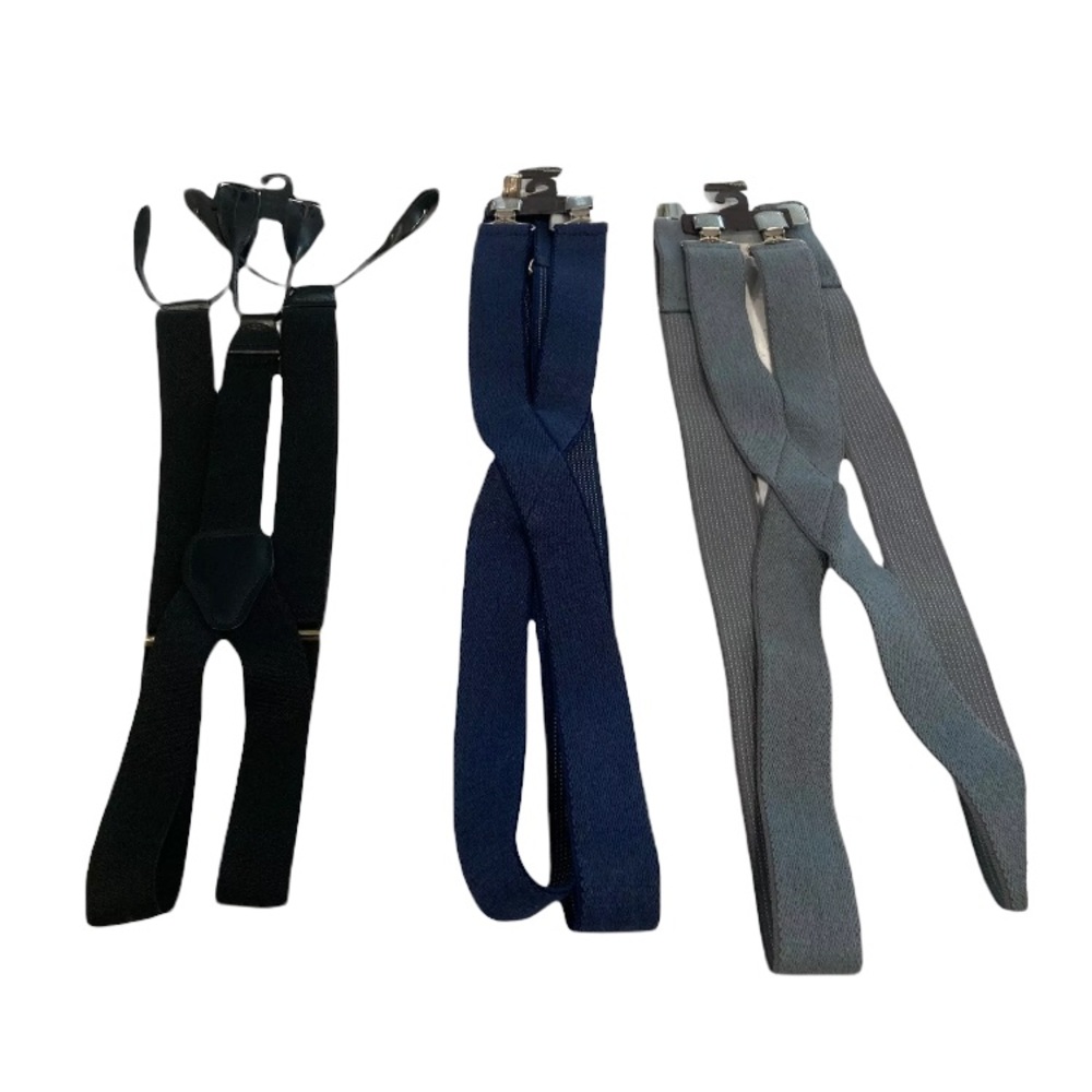 3 Pair Lot Assorted Button Suspenders
